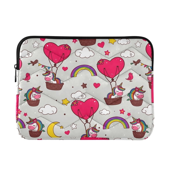Quilted Padded Rainbow Unicorn Printed Laptop Sleeve Case for 1314 inch