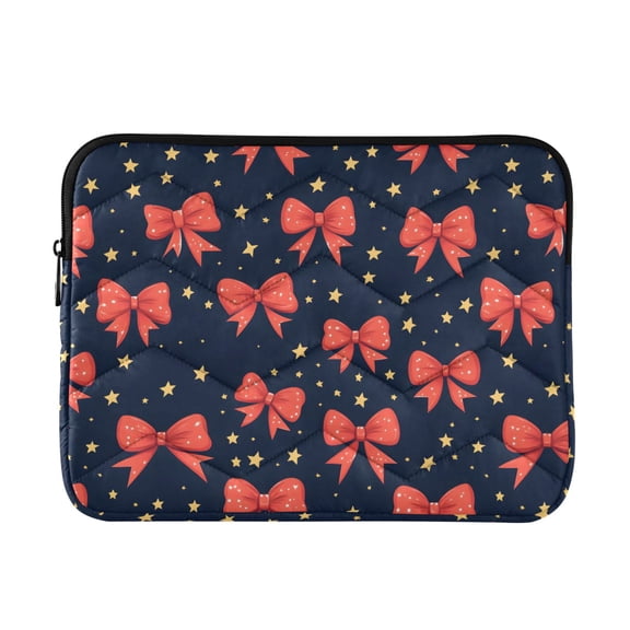 Quilted Padded Red Bow Printed Laptop Sleeve Case for 1314 inch