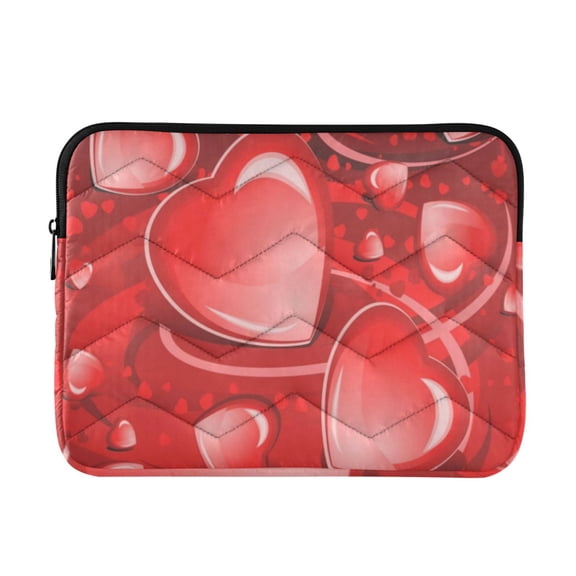 Quilted Padded Red Heart Love Printed Laptop Sleeve Case for 1314 inch