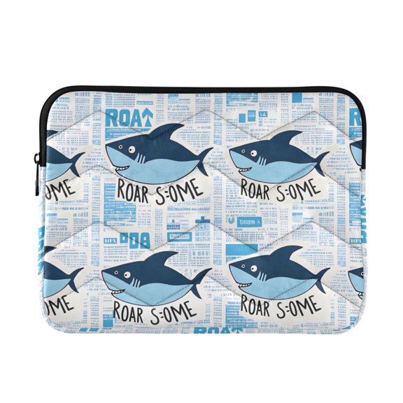 Quilted Padded Shark Printed Laptop Sleeve Case for 1314 inch