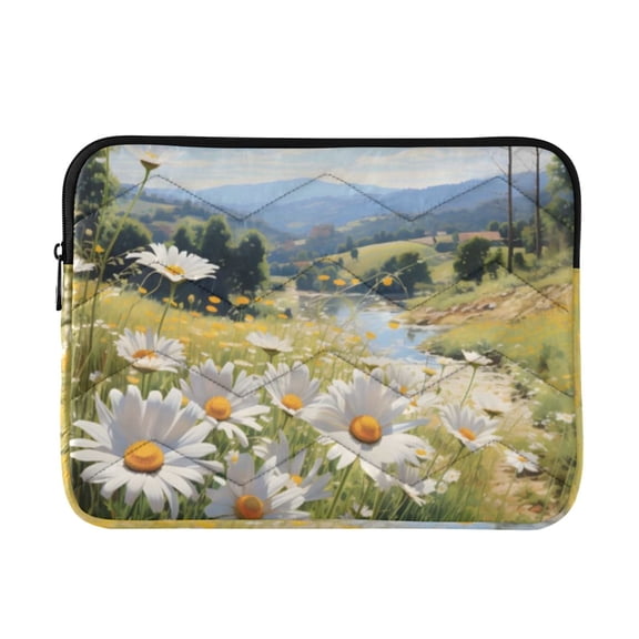 Quilted Padded Spring Daisies Printed Laptop Sleeve Case for 1314 inch