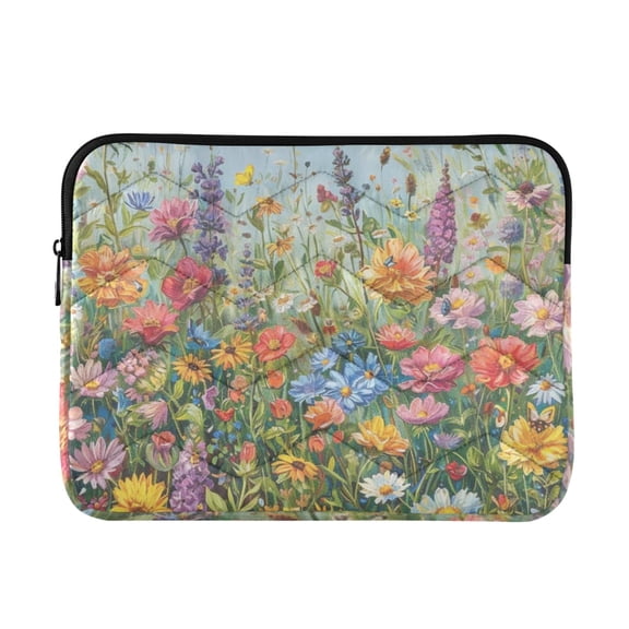 Quilted Padded Spring Floral Printed Laptop Sleeve Case for 1314 inch