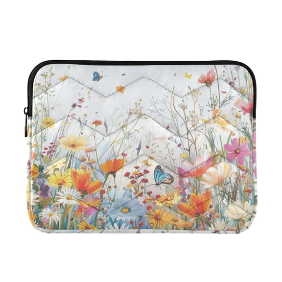 Quilted Padded Spring Flower Printed Laptop Sleeve Case for 1314 inch