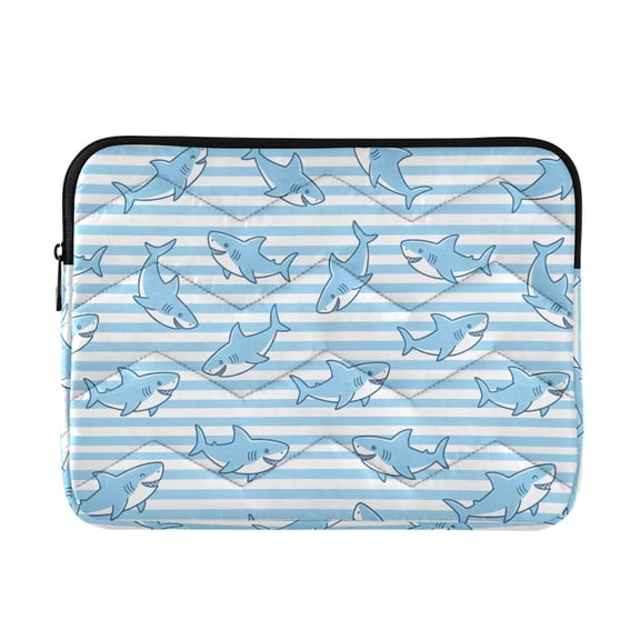 Quilted Padded Striped Shark Printed Laptop Sleeve Case for 1314 inch
