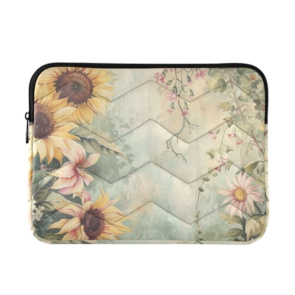 Quilted Padded Sunflowers Spring Printed Laptop Sleeve Case for 1314 inch