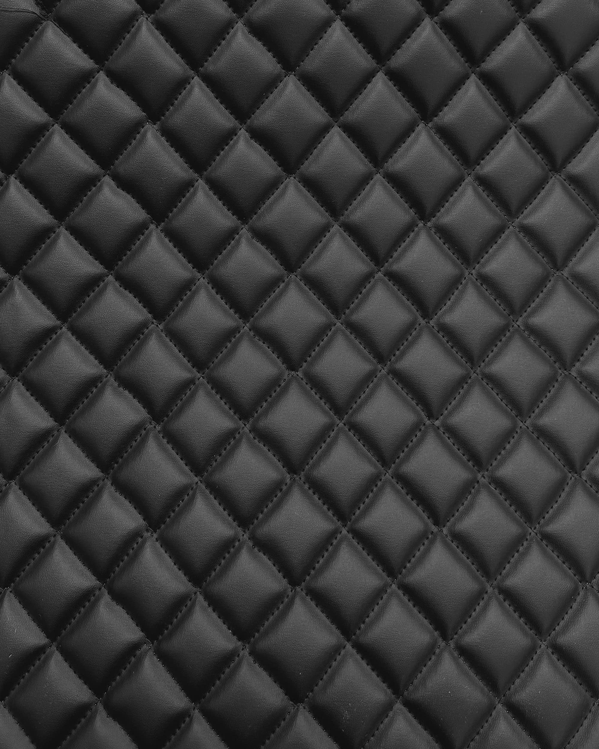 Quilted Padded Vinyl Fabric w 3/8" Foam Backing Smooth Grain Texture 2"x2" Diamond Upholstery /52" Wide/Sold by The Yard - Headboard, Car Interior, Boat Upholstery, Marine Vinyl (Black, Black Thread)