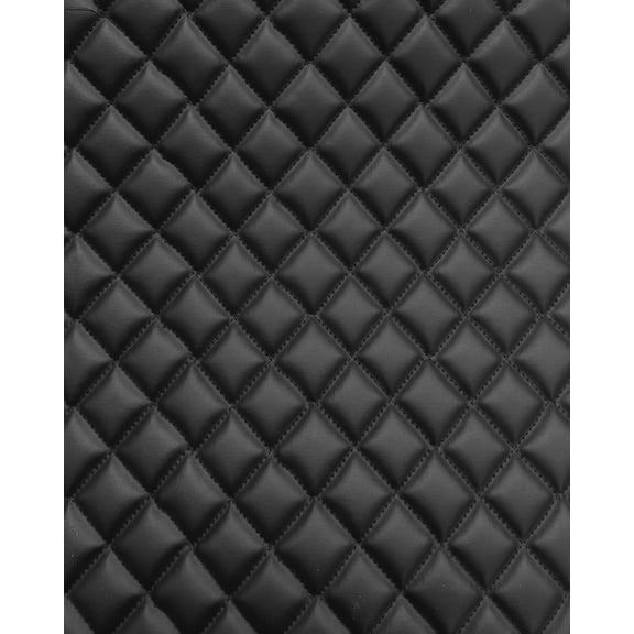 Quilted Padded Vinyl Fabric w 3/8" Foam Backing Smooth Grain Texture 2"x2" Diamond Upholstery /52" Wide/Sold by The Yard - Headboard, Car Interior, Boat Upholstery, Marine Vinyl (Black, Black Thread)