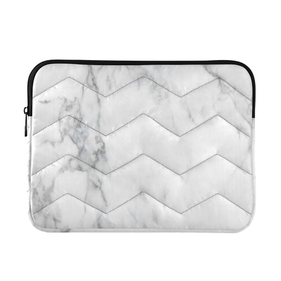 Quilted Padded White Marble Texture Printed Laptop Sleeve Case for 1314 inch