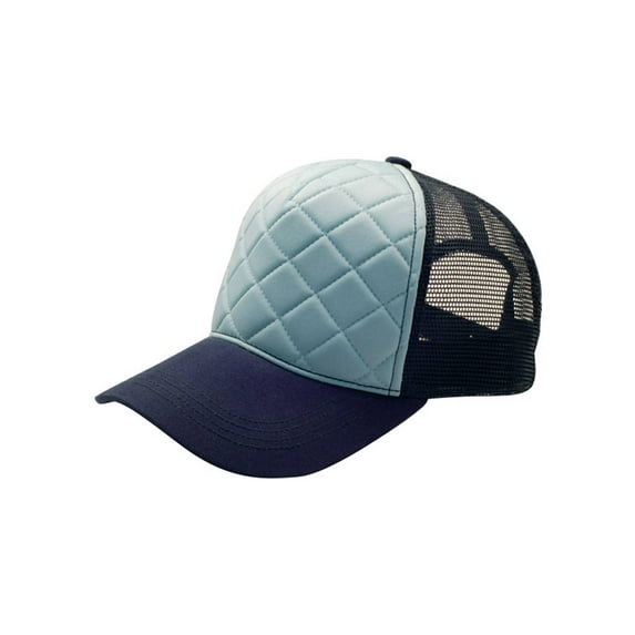 Quilted Pattern Fashion Foam Front Trucker Cap, Lt Blue/Navy