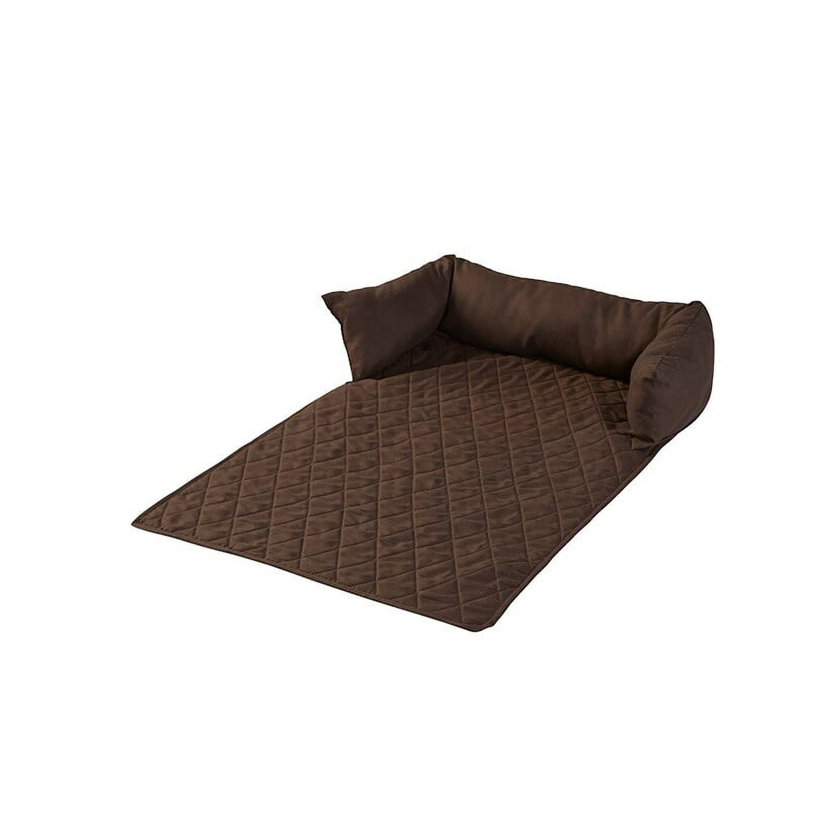 Small Espresso Brown Quilted Bolster Dog Bed