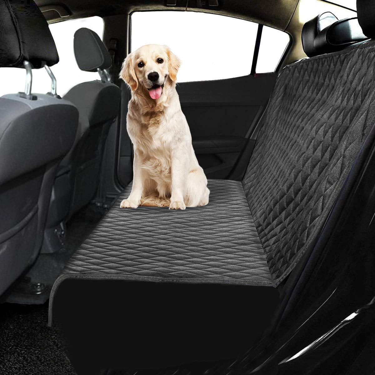 Quilted Pet Seat Cover for Bench Style Seat, 57x46. Black Diamond
