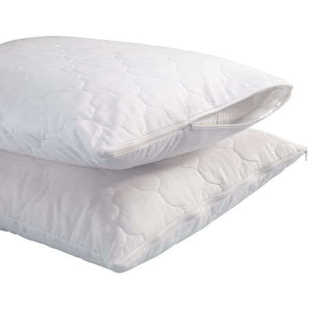 Quilted Pillow Covers, Soft Cotton and Polyester, Zippered Closures, Padded Design for Extra Cushion, Home Décor, White - Set of 2, King Size