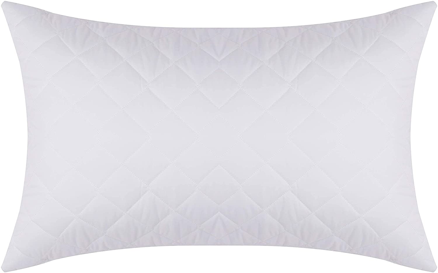 Quilted Pillows for Sleeping 2 Pack Standard Size White Side Stomach