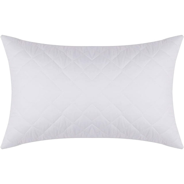 Quilted Pillows for Sleeping 2 Pack Standard Size White Side Stomach