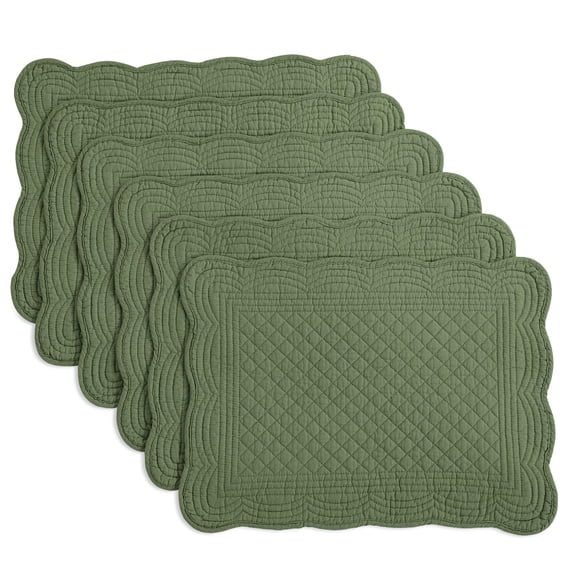 Quilted Placemats Set of 6 Washable-13x18 inches Rectangular Placemats for Kitchen Table-100% Cotton Fabric Rectangular Table Mats