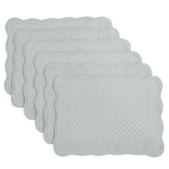 Quilted Placemats Set of 6 Washable-13x18 inches Rectangular Placemats for Kitchen Table-100% Cotton Fabric Rectangular Table Mats