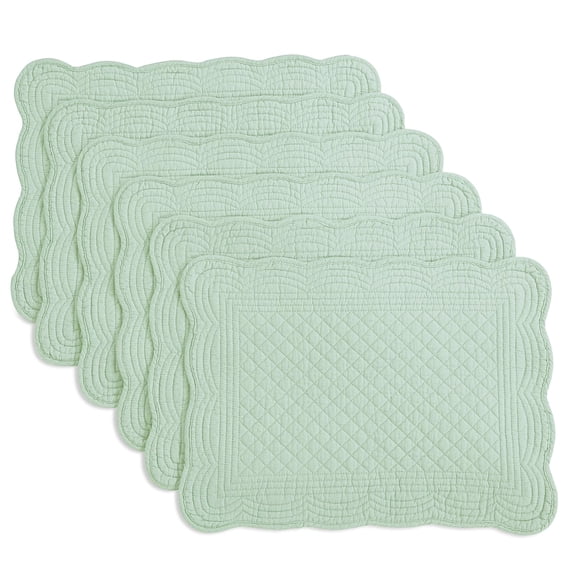 Quilted Placemats Set of 6 Washable-13x18 inches Rectangular Placemats for Kitchen Table-100% Cotton Fabric Rectangular Table Mats
