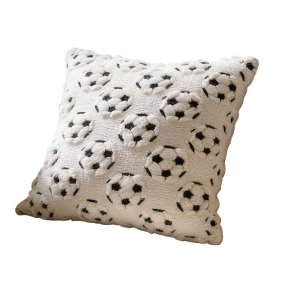Quilted Plush Jacquard Sofa Cushion with Inner Pillow Insert Soccer Pattern Decorative Throw Pillow for Home Car Office 45cm x 45cm