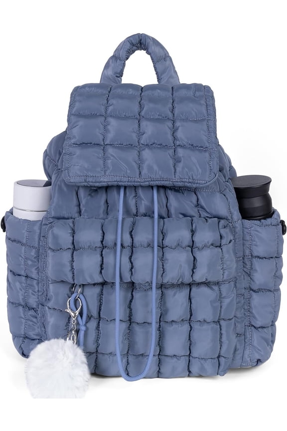 Quilted Puffer Backpack for Women: Large Lightweight Soft Purse Backpacks for Travel Daypack Hiking Gym  School College - Cute Trendy Luxury Drawstring Laptop Backpack