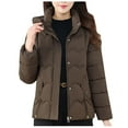 thumbnail image 1 of Quilted Puffer Coat with Detachable Hood Womens Full-zip Plus Size Heavyweight Winter Coat with Pockets Short Parkas (4XL, Coffee), 1 of 7