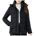thumbnail image 1 of Quilted Puffer Coat with Detachable Hood Womens Full-zip Plus Size Heavyweight Winter Coat with Pockets Short Parkas (XL, Black), 1 of 7