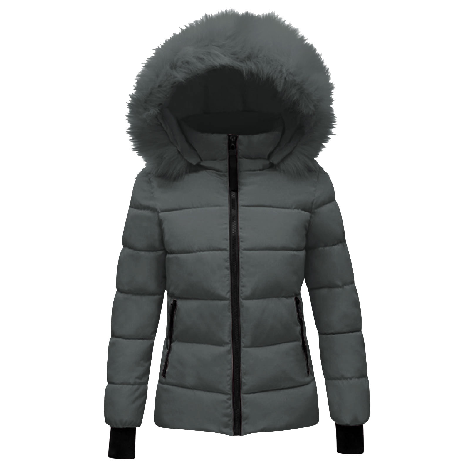 Women's Hooded Puffer Jacket – Thick Quilted Down Winter Coat, Windproof & Warm Full-Zip Parka