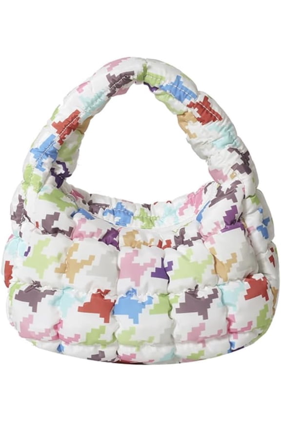 Quilted Puffer Tote Bag Mini Handbag Puffer Puff Bag Puffy Nylon Bag Lightweight Carryall Bag Puffy Purses for Women