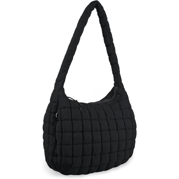 Quilted Puffer Tote Bag Purse Puffy Crossbody Shoulder Bag,Lightweight Nylon Hobo Bag Puffer Carryall Bag for Women Girl