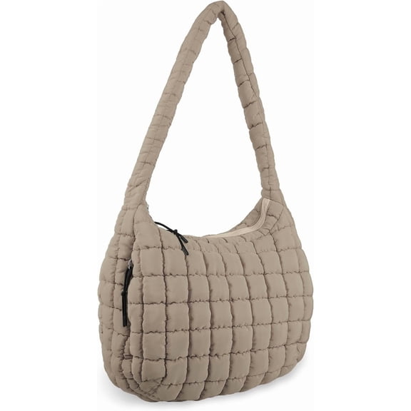 Quilted Puffer Tote Bag Purse Puffy Crossbody Shoulder Bag,Lightweight Nylon Hobo Bag Puffer Carryall Bag for Women Girl