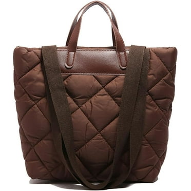 Quilted Puffer Tote Bag for Women,Quilted Crossbody Bags Small Soft Puffer Shoulder Bag Lightweight Handbag for Work