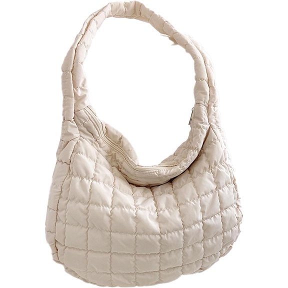 Quilted Puffer Tote Bags for Women Lightweight Quilted Padding Shoulder Bag Satchel Handbag Zip Puffer Bag Green