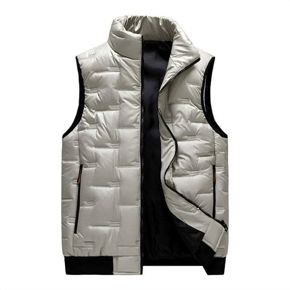 Quilted Puffer Vest for Men Big and Tall, Winter Stand Collar Warm Casual Sleeveless Outerwear Jackets with Pockets