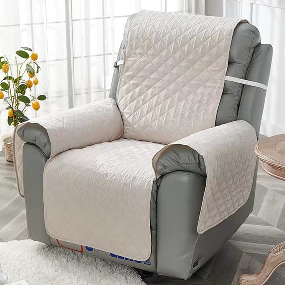 Quilted Recliner Cover 1-Piece Slip Resistant Sofa Protector - Reversible Stretchable Armchair Cover for Living Room, Pet-Friendly Furniture Protector