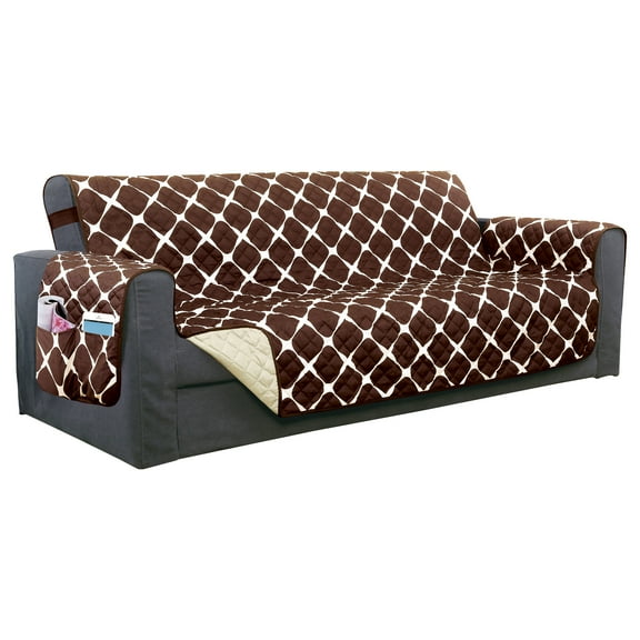 Quilted Reversible Furniture Protector For Pet Dog Children Chocolate/Cream Sofa