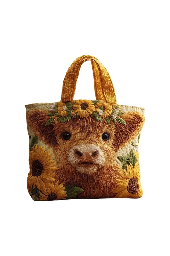 Quilted Reversible Handprinted Tote Bag Large Multifunctional Shoulder Purse with Pocket for Travel and Daily Use