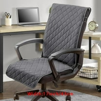 Quilted Reversible Office Chair Slipcover Water Dining Chair Cover Desk Computer Anti-Slip Chair Protector for Armchair or Armless Chair (Color : DARKGREY, Size : Large),