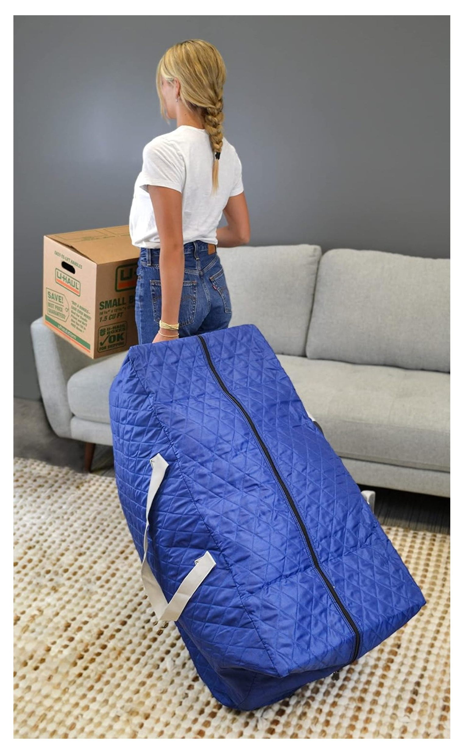 Quilted Rolling Storage Bag (50 Gallon, Blue)