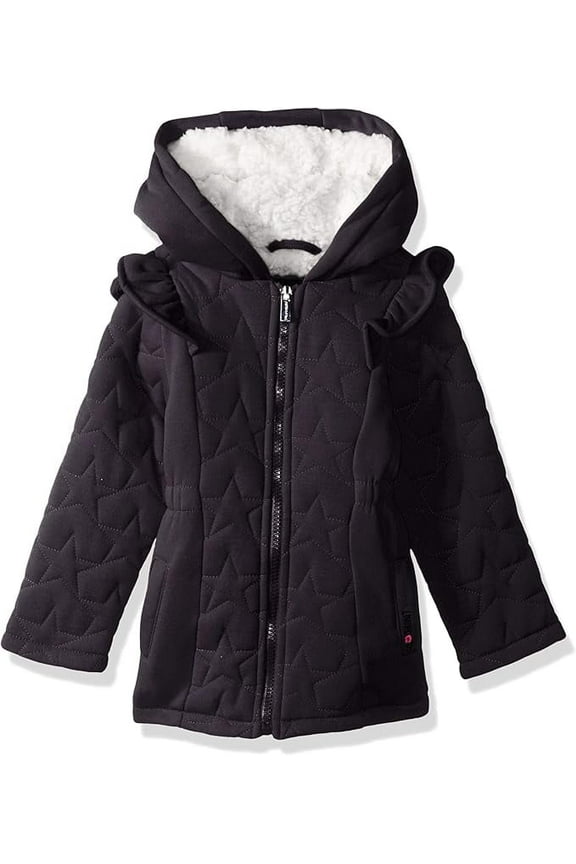Quilted Ruffled Structured Fleece Coat with Hood (Little Girls)