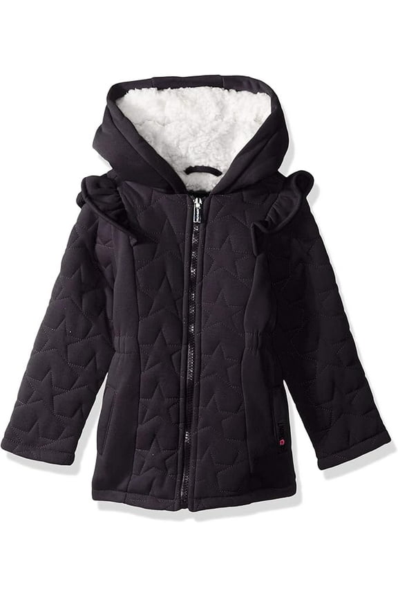 Quilted Ruffled Structured Fleece Coat with Hood (Little Girls)
