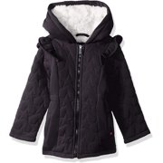 Quilted Ruffled Structured Fleece Coat with Hood Little Girls