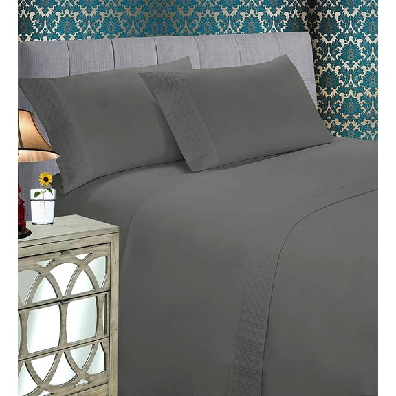Elegant Comfort Gift Bed sheet set 1500 Series Cal King-Gray