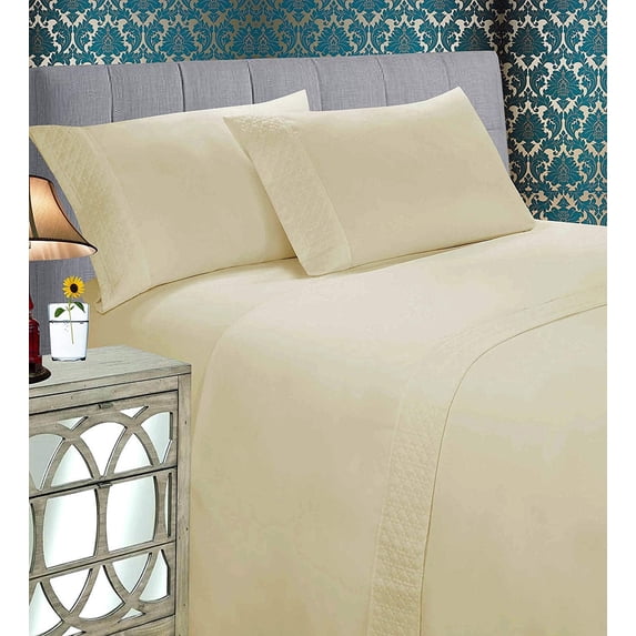 Elegant Comfort Gift Bed sheet set 1500 Series Microfiber King-Ivory