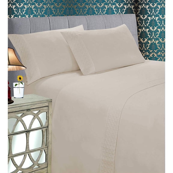 Elegant Comfort Gift Bed sheet set 1500 Series Microfiber Queen-Cream