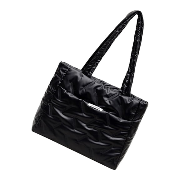 Quilted Shoulder Work Tote Bag, Women's Lightweight Puffer Handbag with Zipper & Pockets for Laptop, Travel, Shopping