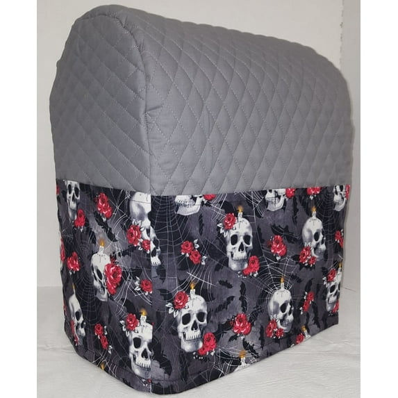 Quilted Skulls Webs & Roses Cover Compatible for Kitchenaid Stand Mixer by Penny's Needful Things (Gray, 4.5/5qt Tilt Head)
