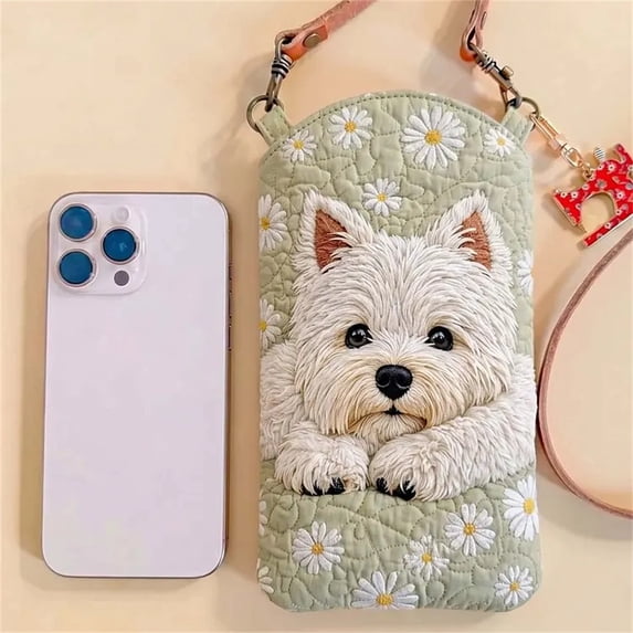 Quilted Slim Phone Crossbody Bag for Women, Animal Pattern Print Lightweight Mini Shoulder Purse, Fade Resistant Durable Stitches