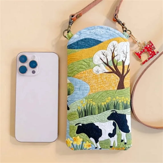 Quilted Slim Phone Crossbody Bag for Women, Animal Print Mini Shoulder Purse