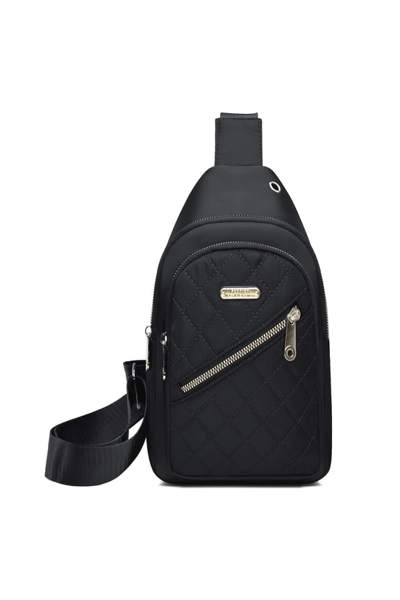 Quilted Sling Backpack, Small Casual Crossbody Chest Bag with Zipper