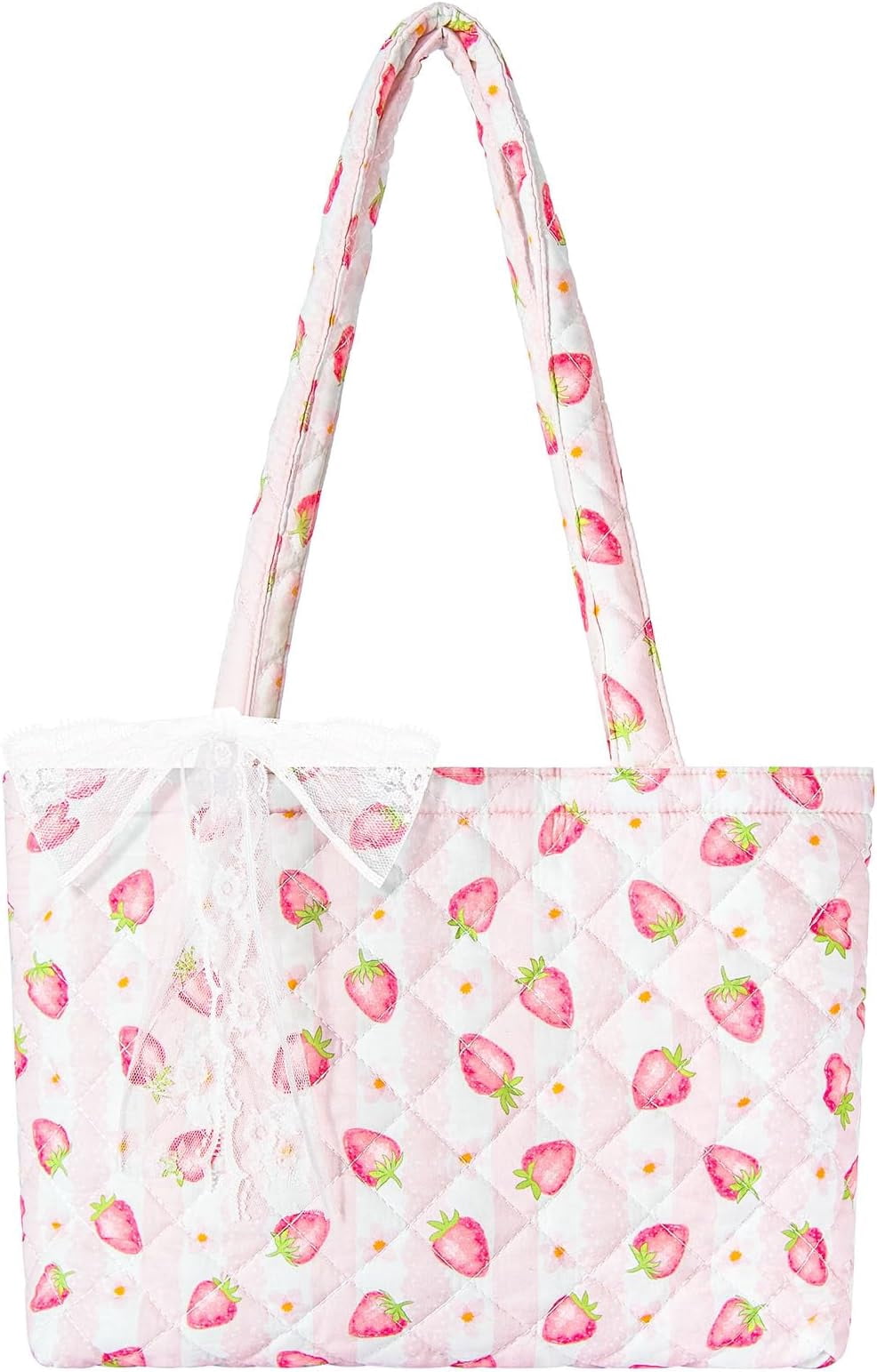 Quilted Small Tote Bag for Women, Lightweight Floral  Bag,Soft College Travel Work Bag Everyday Purse