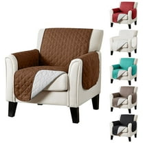 Quilted Sofa Cover, Waterproof Couch Cover for 1 Cushion Couch, Washable Sofa Slipcover Furniture Protector with Elastic Strap, Black